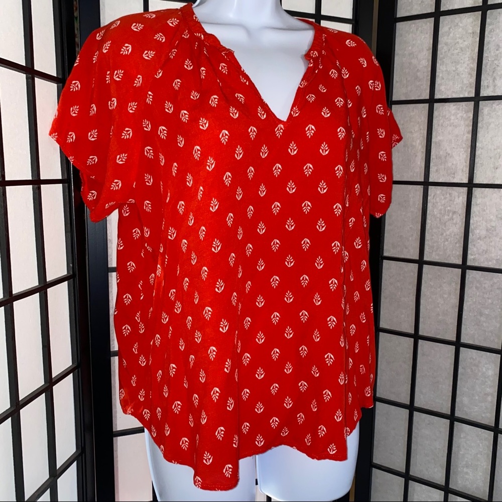 OLD NAVY Peasant Style Floral Print Top Sz Lg